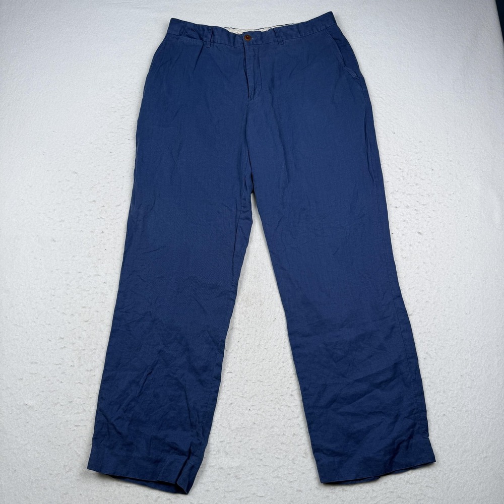 Polo By Ralph Lauren Pants Mens 34x32 (32x30 actual) Blue Preston Linen Chino